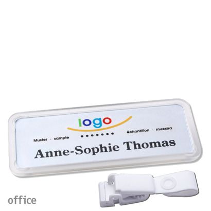 Namensschilder office quick-print Hängerclip 75 x 27 mm  | transparent  | Hängerclip metallfrei 