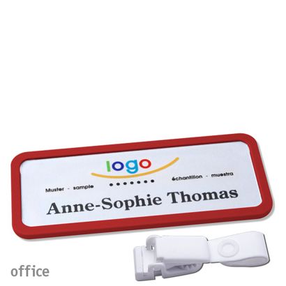 Namensschilder office quick-print Hängerclip 75 x 27 mm  | rot  | Hängerclip metallfrei 