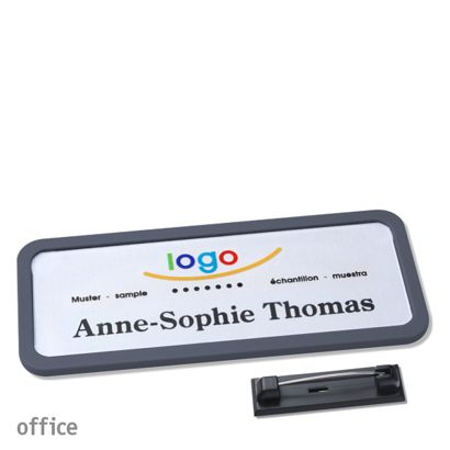 Namensschilder office quick-print Nadel 75 x 27 mm  | anthrazit 