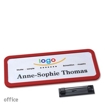 Namensschilder office quick-print Nadel 75 x 27 mm  | rot 