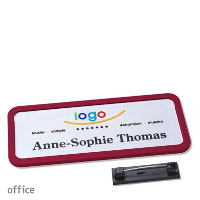 Namensschilder office quick-print Nadel 75 x 27 mm  | bordeauxviolett 