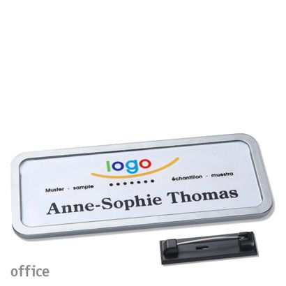 Namensschilder office quick-print Nadel 75 x 27 mm  | edelstahl 