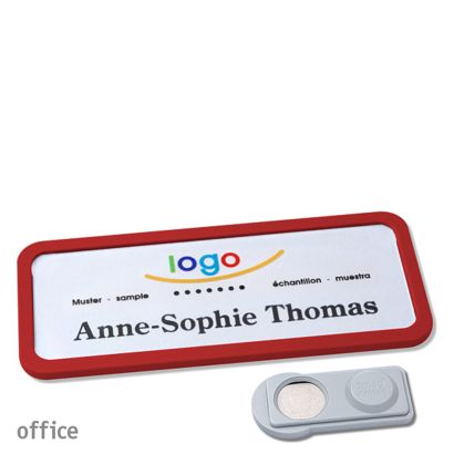 Namensschilder office quick-print Magnet 75 x 27 mm  | rot  | smag® Magnet 