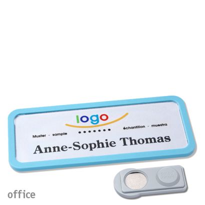 Namensschilder office quick-print Magnet 75 x 27 mm  | pastellblau  | smag® Magnet 