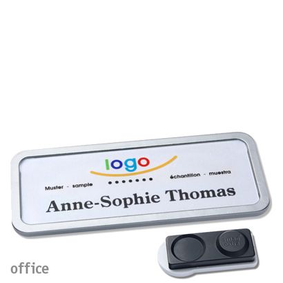 Namensschilder office quick-print Magnet 75 x 27 mm  | edelstahl  | smag® Magnet, extra stark 