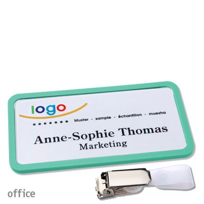Namensschilder office quick-print Hängerclip 75 x 37 mm  | pastellgrün  | Hängerclip 