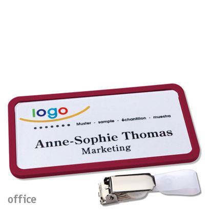 Namensschilder office quick-print Hängerclip 75 x 37 mm  | bordeauxviolett  | Hängerclip 