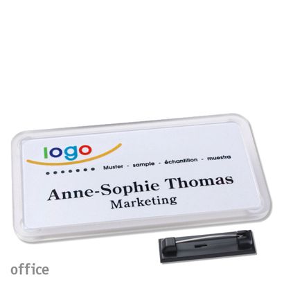 Namensschilder office quick-print Nadel 75 x 37 mm  | transparent 