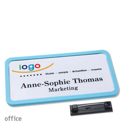 Namensschilder office quick-print Nadel 75 x 37 mm  | pastellblau 
