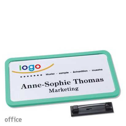 Namensschilder office quick-print Nadel 75 x 37 mm  | pastellgrün 