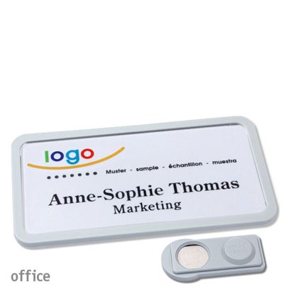 Namensschilder office quick-print Magnet 75 x 37 mm | hellgrau | smag Magnet