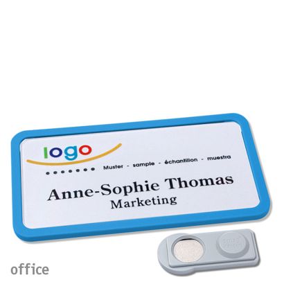 Namensschilder office quick-print Magnet 75 x 37 mm | mittelblau | smag Magnet