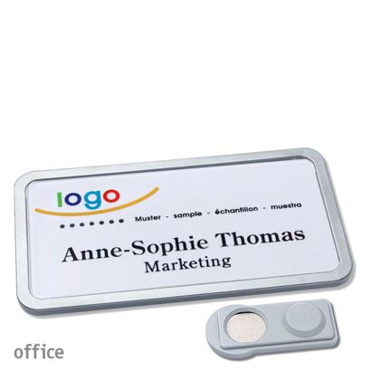 Namensschilder office quick-print Magnet 75 x 37 mm  | edelstahl  | smag® Magnet 