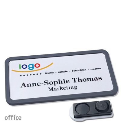 Namensschilder office quick-print Magnet 75 x 37 mm  | anthrazit  | smag® Magnet, extra stark 