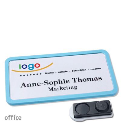 Namensschilder office quick-print Magnet 75 x 37 mm | pastellblau | smag Magnet, extra stark