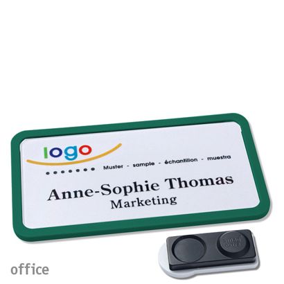 Namensschilder office quick-print Magnet 75 x 37 mm | grün | smag Magnet, extra stark