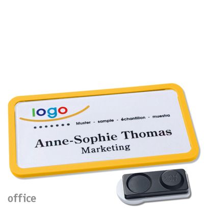 Namensschilder office quick-print Magnet 75 x 37 mm | gelb | smag Magnet, extra stark