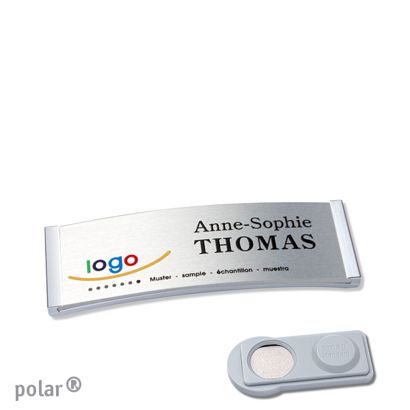 Namensschilder polar® alu-complete magnet 64 x 22 mm  | edelstahl  | silber  | smag® Magnet 