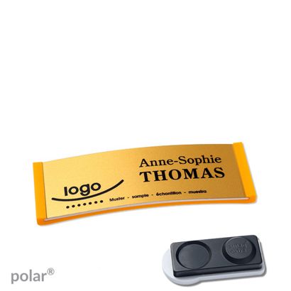 Namensschilder polar® alu-complete magnet 64 x 22 mm  | gelb  | gold  | smag® Magnet, extra stark 