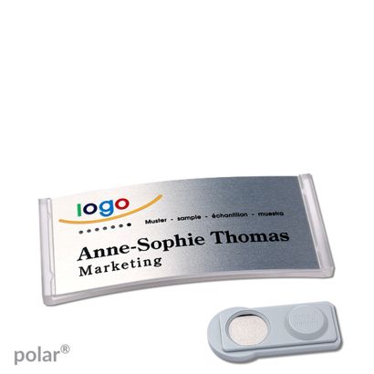 Namensschilder polar® alu-complete magnet 65 x 30 mm  | transparent  | silber  | smag® Magnet 