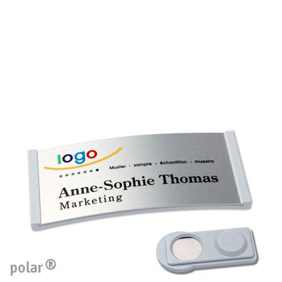 Namensschilder polar® alu-complete magnet 65 x 30 mm  | hellgrau  | silber  | smag® Magnet 