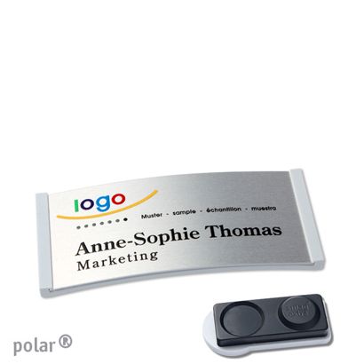 Namensschilder polar® alu-complete magnet 65 x 30 mm  | hellgrau  | silber  | smag® Magnet, extra stark 