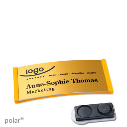 Namensschilder polar® alu-complete magnet 65 x 30 mm  | gelb  | gold  | smag® Magnet, extra stark 