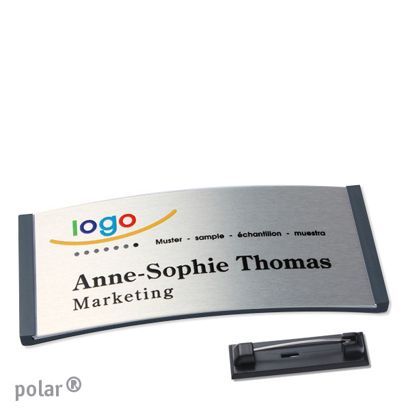 Namensschilder polar® alu-complete Nadel 74 x 34 mm  | anthrazit  | silber 