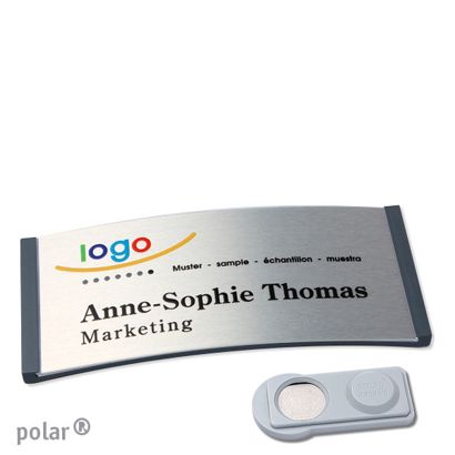 Namensschilder polar® alu-complete magnet 74 x 34 mm  | anthrazit  | silber  | smag® Magnet 