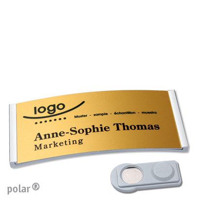 Namensschilder polar® alu-complete magnet 74 x 34 mm  | edelstahl  | gold  | smag® Magnet 