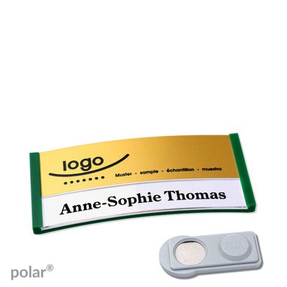 Namensschilder polar® alu-print Magnet 65 x 30 mm  | grün  | gold  | smag® Magnet 