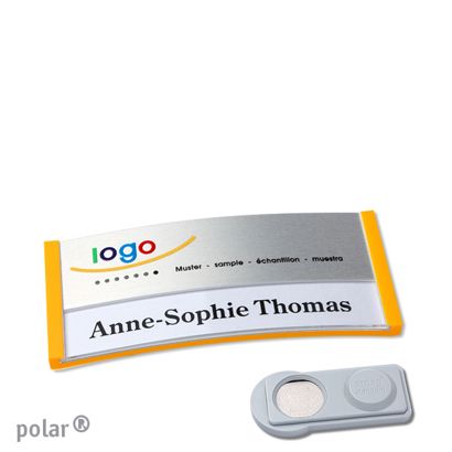Namensschilder polar® alu-print Magnet 65 x 30 mm  | gelb  | silber  | smag® Magnet 
