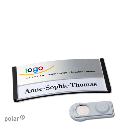 Namensschilder polar® alu-print Magnet 65 x 30 mm  | schwarz  | silber  | smag® Magnet 