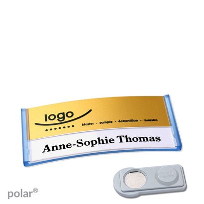 Namensschilder polar alu-print Magnet 65 x 30 mm | transluzent|blau | gold | smag Magnet