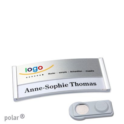 Namensschilder polar alu-print Magnet 65 x 30 mm | chrom | silber | smag Magnet