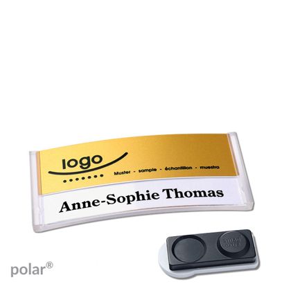 Namensschilder polar alu-print Magnet 65 x 30 mm | transparent | gold | smag Magnet, extra stark