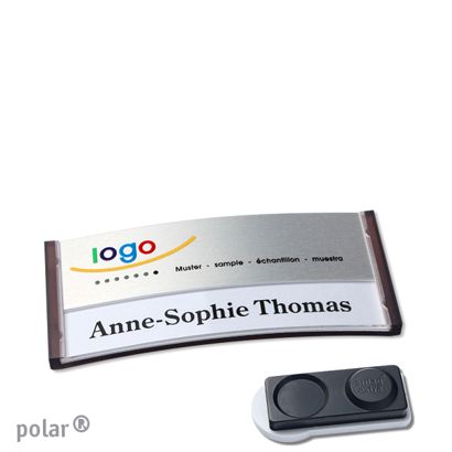 Namensschilder polar® alu-print Magnet 65 x 30 mm  | transluzent|anthrazit  | silber  | smag® Magnet, extra stark 