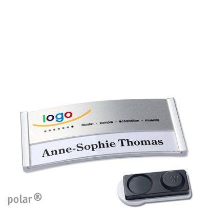 Namensschilder polar alu-print Magnet 65 x 30 mm | edelstahl | silber | smag Magnet, extra stark