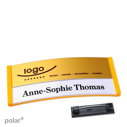 Namensschilder polar® alu-print Nadel 74 x 34 mm  | gelb  | gold 