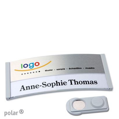 Namensschilder polar® alu-print Magnet 74 x 34 mm  | hellgrau  | silber  | smag® Magnet 