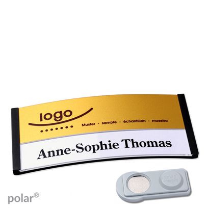 Namensschilder polar alu-print Magnet 74 x 34 mm | schwarz | gold | smag Magnet