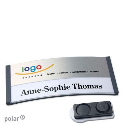 Namensschilder polar® alu-print Magnet 74 x 34 mm  | anthrazit  | silber  | smag® Magnet, extra stark 