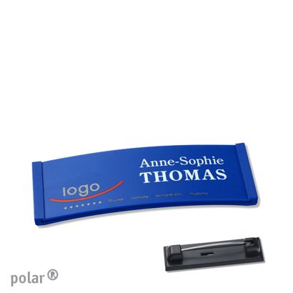 Namensschilder polar® color-complete magnet 64 x 22 mm  | blau  | Edelstahl-Rastnadel 
