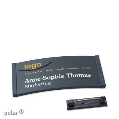 Namensschilder polar® color-complete magnet 65 x 30 mm  | anthrazit  | Edelstahl-Rastnadel 