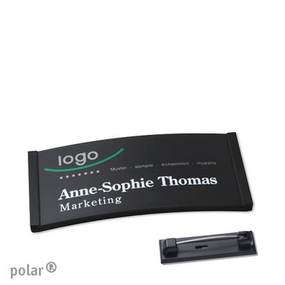 Namensschilder polar® color-complete magnet 65 x 30 mm  | schwarz  | Edelstahl-Rastnadel 