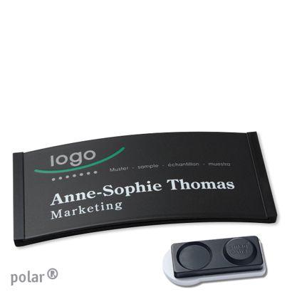 Namensschilder polar® color-complete magnet 74 x 34 mm  | schwarz  | smag® Magnet, extra stark 