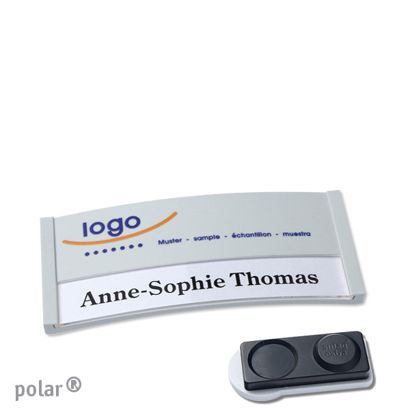 Namensschilder polar color-print Magnet 65 x 30 mm | hellgrau | smag Magnet, extra stark