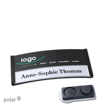 Namensschilder polar® color-print Magnet 65 x 30 mm  | schwarz  | smag® Magnet, extra stark 