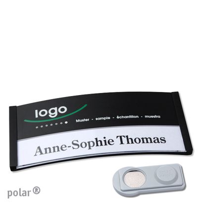 Namensschilder polar® color-print Magnet 74 x 34 mm  | schwarz  | smag® Magnet 