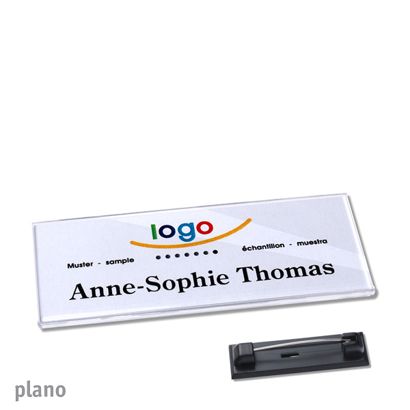 Namensschild mit Nadel PLANO 75 x 27 mm 